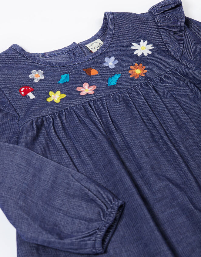 Frugi April Embroidered Corduroy Tunic Top, Blue (BLUE), large