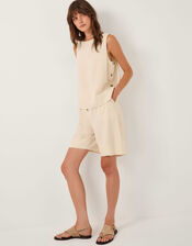 Lucy Linen Blend Longline Shorts, Natural (NATURAL), large