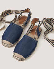 Fliss Stripe Chambray Espadrille Flats , Blue (BLUE), large