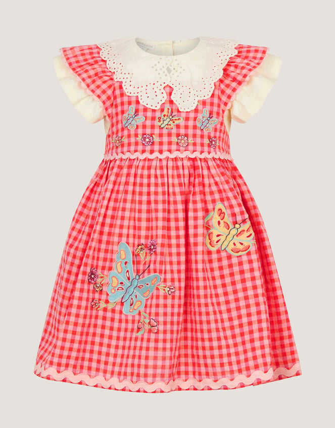 Baby Butterfly Gingham Top & Pinafore Dress Set, Pink (PINK), large
