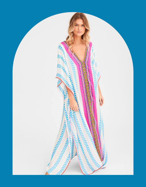 Pitusa Hand-Loomed Geometric Maxi Kaftan, , large