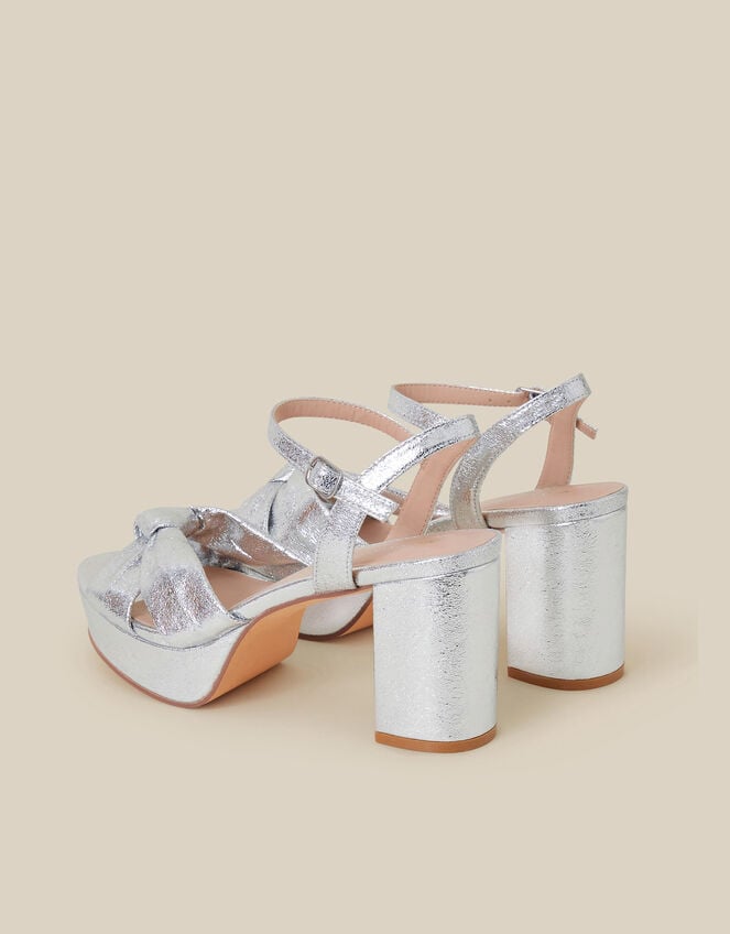 Twist Knot Platform Heels, Silver (SILVER), large