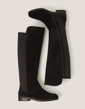 Una Suede Knee High Boots, Black (BLACK), large