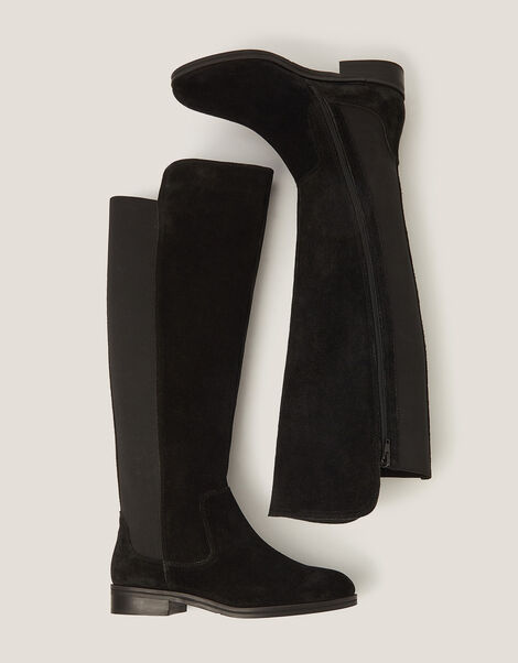 Una Suede Knee High Boots, Black (BLACK), large