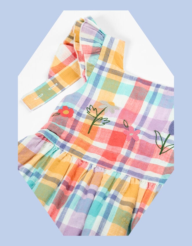 Frugi Hyacinth Check Print Dress, Multi (MULTI), large