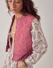 Maison Hotel Mia Floral Quilted Waistcoat, Pink (PINK), large