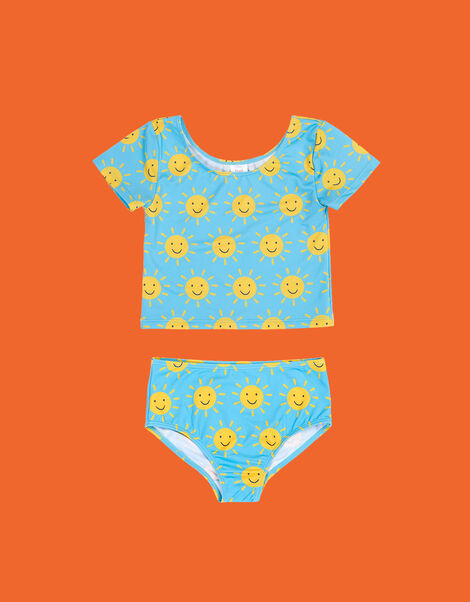 Frugi Talia Sun Print Tankini Swim Set, Blue (BLUE), large