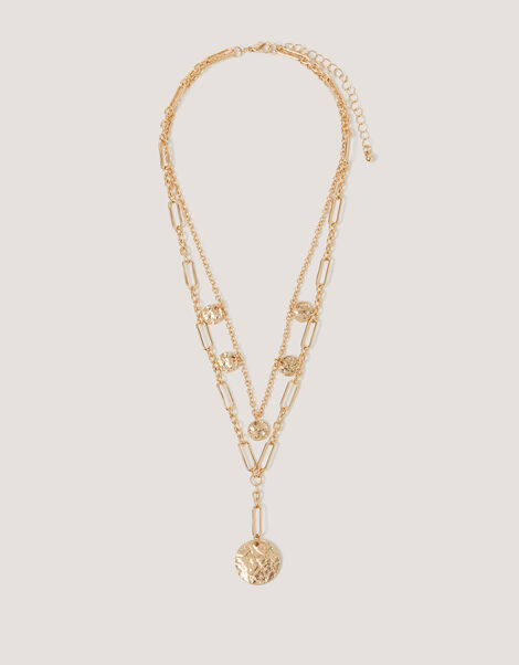 Coin Pendant Layered Necklace, , large