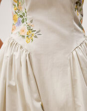 Cindy Floral Print Fit & Flare Midi Dress, Ivory (IVORY), large