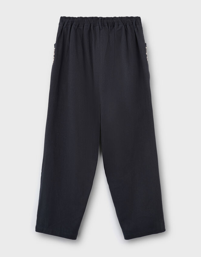 East Esme Embroidered Straight Leg Trousers, Grey (CHARCOAL), large
