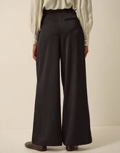Maisie Satin Wide Leg Trousers, Black (BLACK), large