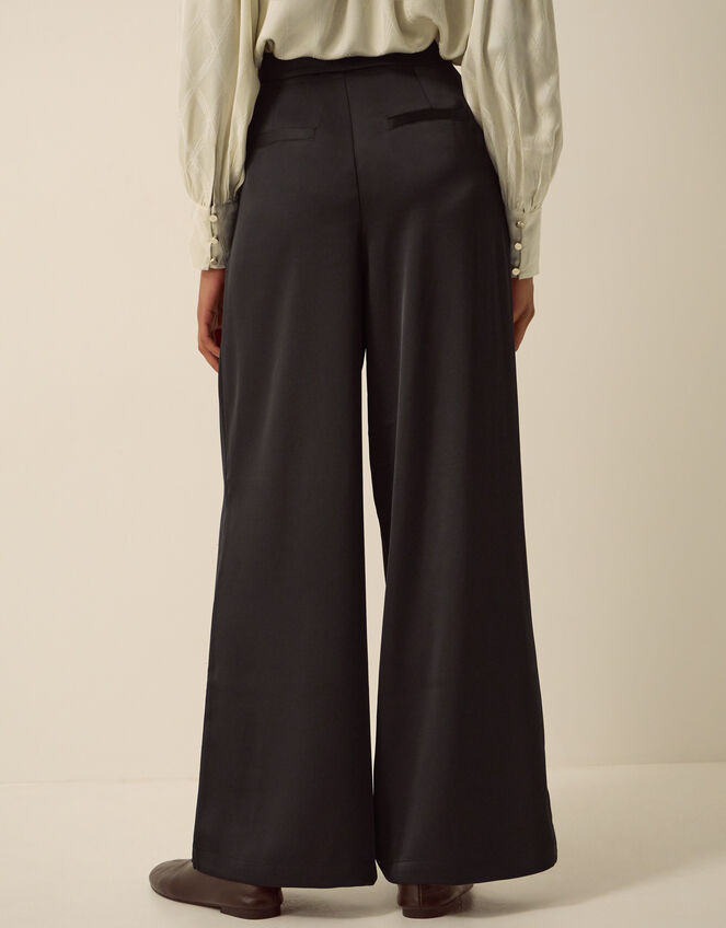 Maisie Satin Wide Leg Trousers, Black (BLACK), large