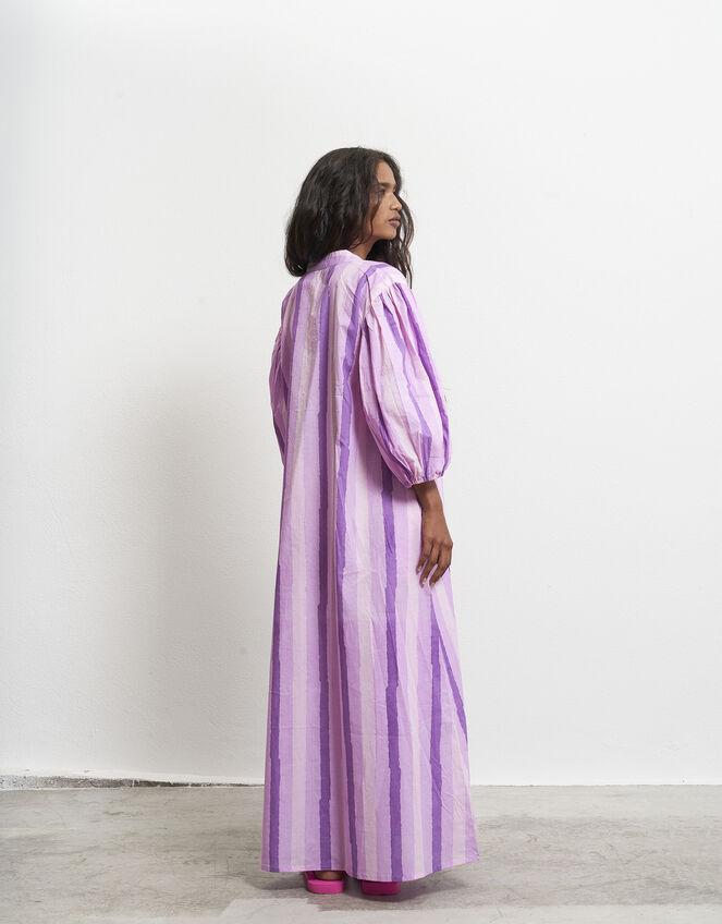 Par & Escala Tere Puff Sleeve Stripe Maxi Dress, Pink (PINK), large