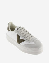 Victoria Barcelona Suede Platform Trainers, Green (KHAKI), large