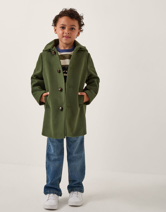 Hooded Collar Coat, Green (GREEN), large