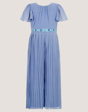 Ava Embellished Pleated Jumpsuit, Blue (BLUE), large