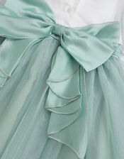 Baby Puff Sleeve Sateen Tulle Party Dress, Green (SAGE), large