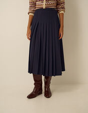 Nancy Pleated Midi Skirt, Blue (NAVY), large