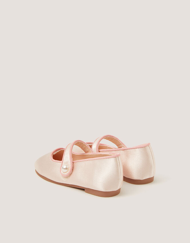Baby Pearl Strap Satin Walker Shoes, Ivory (IVORY), large
