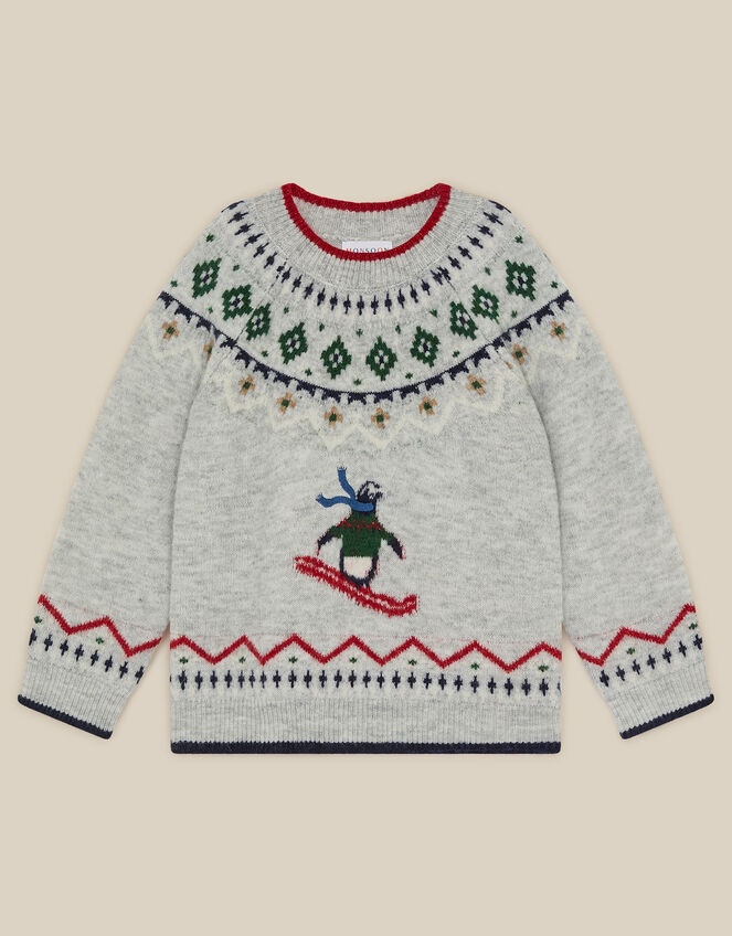 Penguin Fair Isle Jumper, Grey (GREY), large