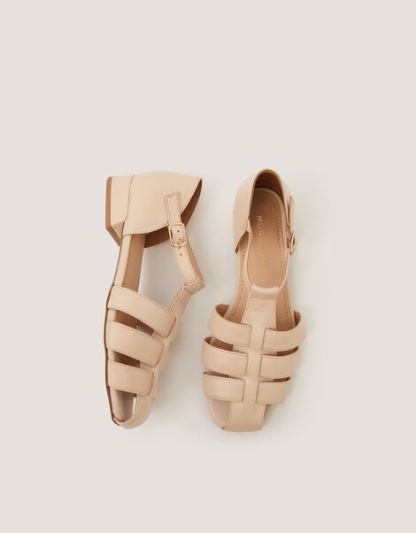 Bobbi Fisherman Leather Sandals, Ivory (IVORY), large