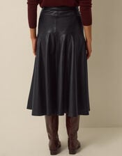 Dianne Faux Leather Midi Skirt, Black (BLACK), large