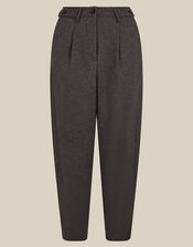 Orla High Waisted Barrel Leg Trousers, Grey (CHARCOAL), large