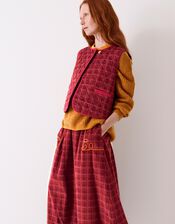 East Karina Quilted Corduroy Gilet, Orange (RUST), large