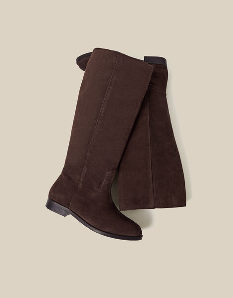 Jean Suede Knee High Boots, Brown (CHOCOLATE), large