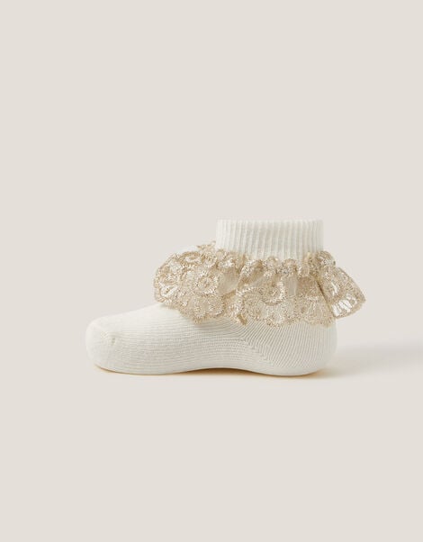 Baby Sparkle Lace Socks, Ivory (IVORY), large