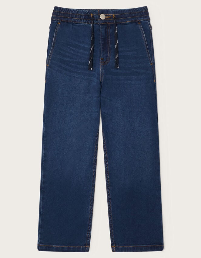 Drawstring Straight Jeans, Blue (BLUE), large