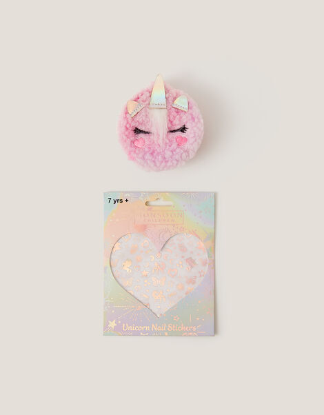 Unicorn Hair Brush & Nail Stickers Gift Set, , large