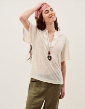 Logan Linen T-Shirt, Ivory (IVORY), large