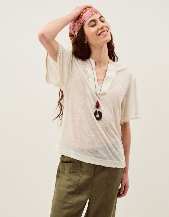 Logan Linen T-Shirt, Ivory (IVORY), large