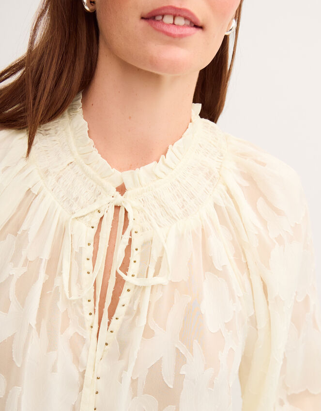 Lyra Sheer Devor&eacute; Blouse, Ivory (IVORY), large
