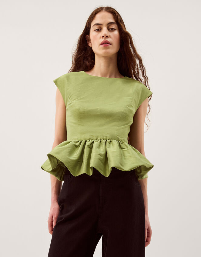 Dahlia Sleeveless Peplum Top, Green (PALE GREEN), large