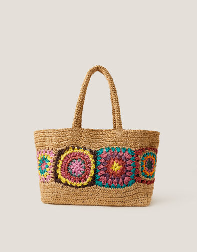 Pippa Crochet Raffia Beach Bag, , large