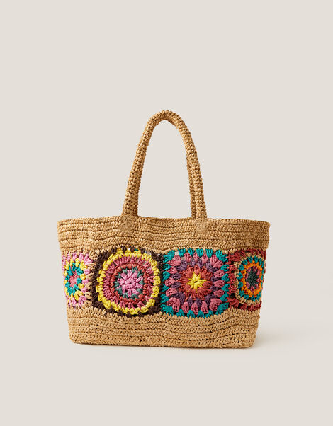 Pippa Crochet Raffia Beach Bag, , large