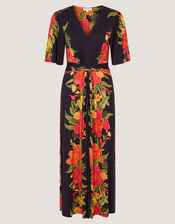 Moana Floral Print Jersey Midi Dress, Blue (NAVY), large