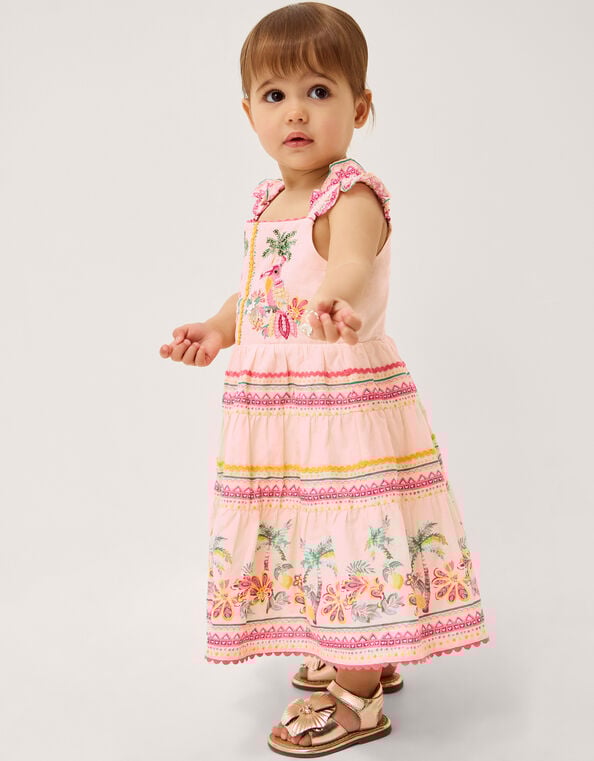 Baby Tina Tropical Toucan Tier Dress, Pink (PINK), large