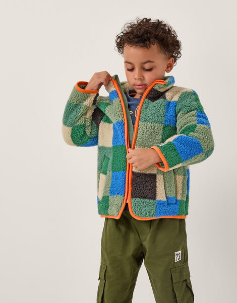 Colourblock Check Fleece Jacket, Multi (MULTI), large