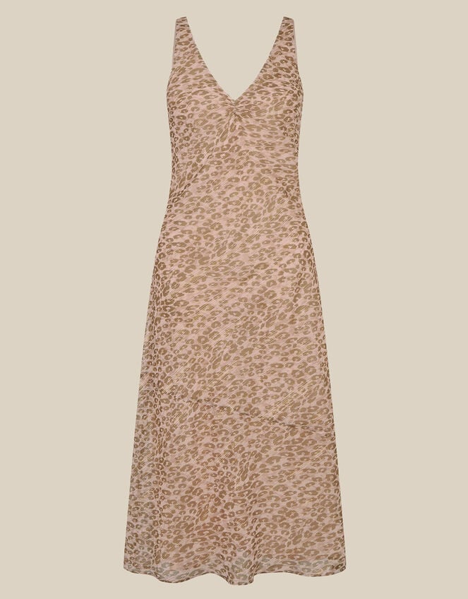 Ada Sleeveless Metallic Bias Cut Midi Dress, Ivory (IVORY), large