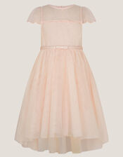 Gracia Embroidered Yoke Tulle Dress, Pink (PALE PINK), large