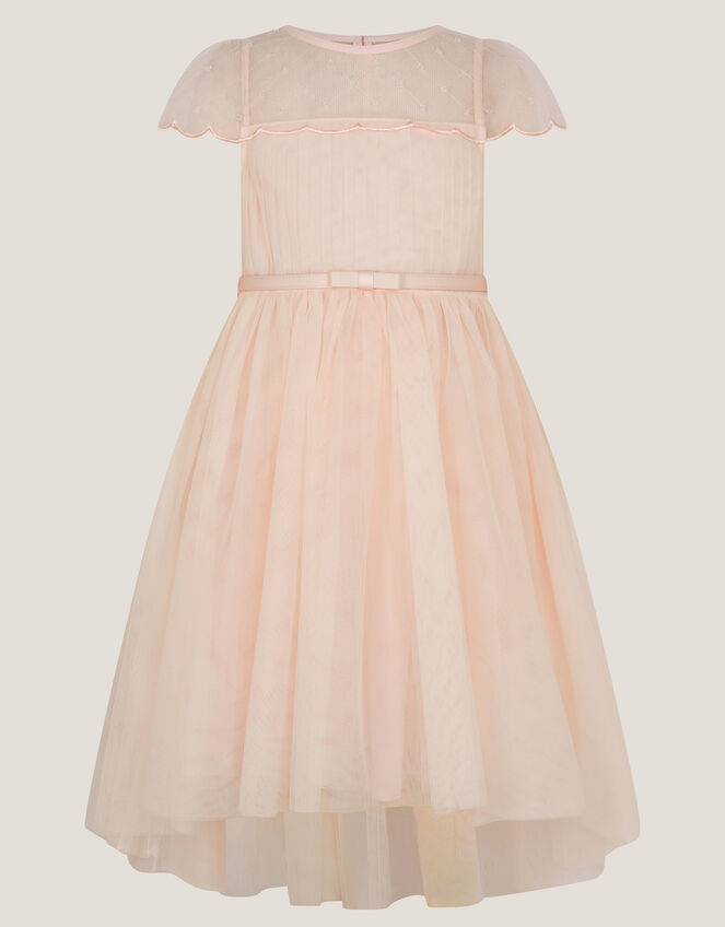 Gracia Embroidered Yoke Tulle Dress, Pink (PALE PINK), large