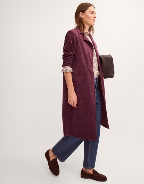 Tove Faux Suede Coat, Red (BERRY), large
