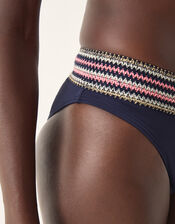 Ria Embroidered Bikini Bottom, Blue (NAVY), large