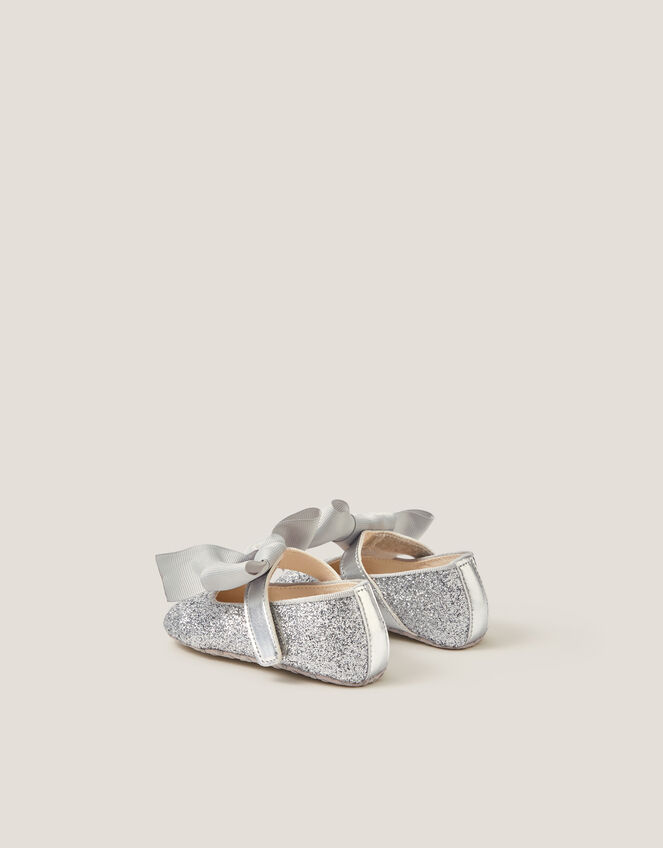 Baby Bow Glitter Headband & Booties Set, Silver (SILVER), large