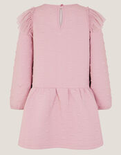 Sequin Heart Quilted Sweatshirt Dress , Pink (PINK), large