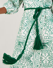 Cut Work and Embroidered Dress in Sustainable Cotton, White (WHITE), large