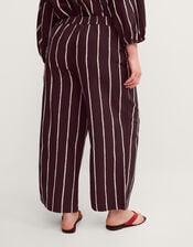 Callie Thorpe x Monsoon Stripe Linen Blend Wide Leg Trousers, Brown (BROWN), large